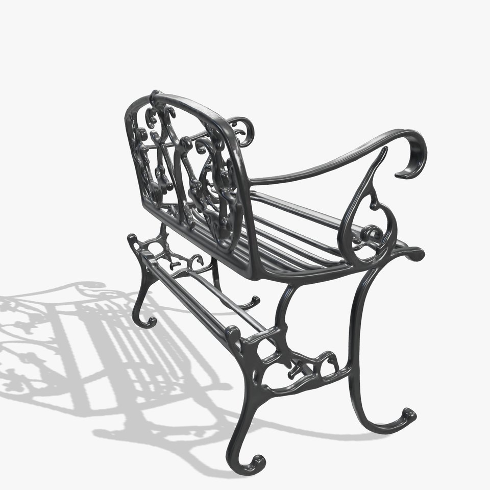Ornate Wrought Iron Bench D Model Pack